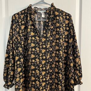Fun 2 Fun Black and Yellow Floral Blouse
